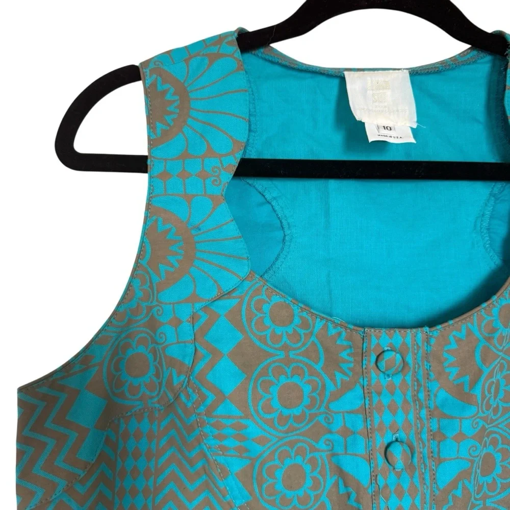 Anna Sui for Anthropologie Endless Chevron Blue Printed Shift Dress Size 10 - Picture 4 of 8